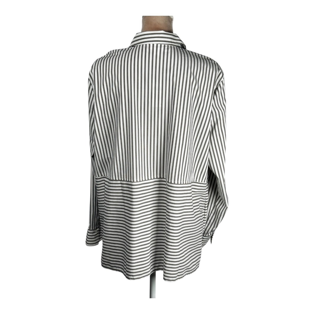 NEW J. Jill Womens Button Down Top Sz XL Black Striped Shirt Office‎ Career Fall - Picture 5 of 14